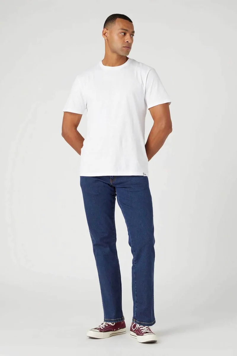 Wrangler® ανδρικό τζιν παντελόνι πεντάτσεπο Regular Straight Fit "Texas" - 112126053 Denim Blue Σκούρο