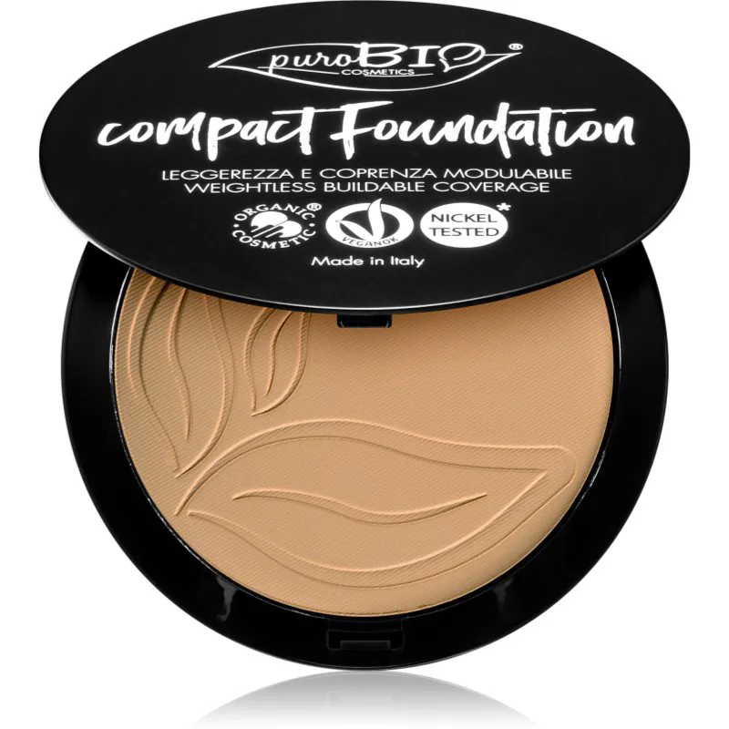 puroBIO Cosmetics Compact Foundation συμπαγής πούδρα μεικ απ SPF 10 απόχρωση 03 9 γρ