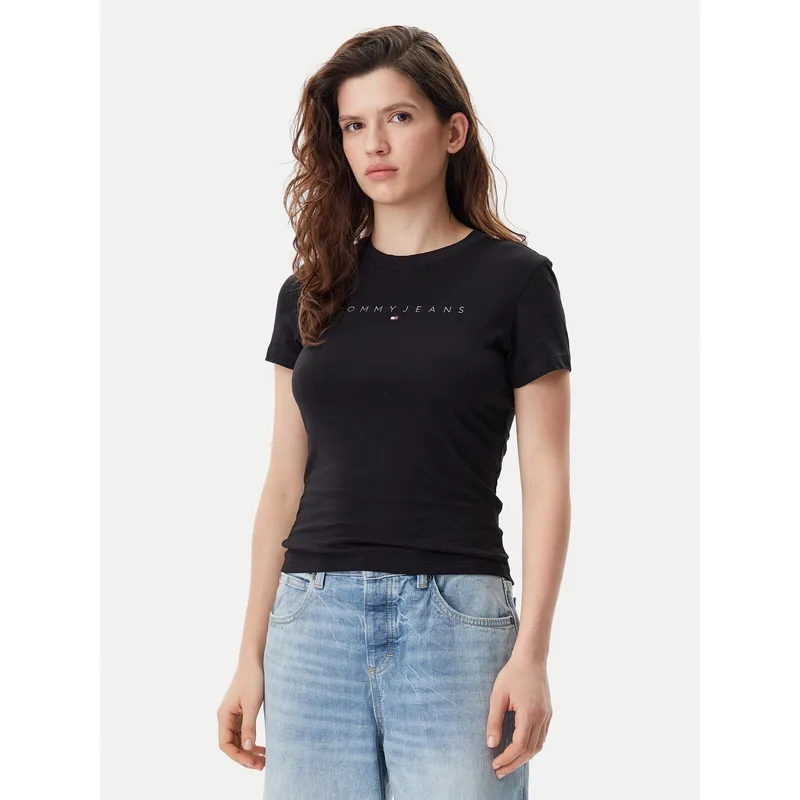 Tommy Jeans T-Shirt Tonal Linear DW0DW20315 Μαύρο Slim Fit