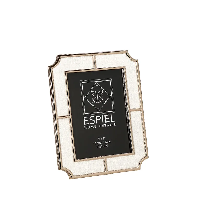Κορνίζα Μεταλλική Με Λευκό Ύφασμα ESPIEL 13x18εκ. FAM745 (Υλικό: Μεταλλικό, Χρώμα: Λευκό) - ESPIEL - FAM745