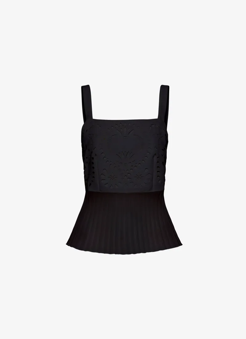 Tank Top with Peplum in Black