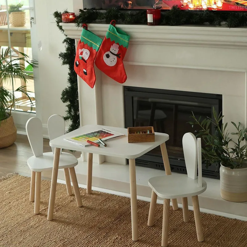 Σετ Παιδικό Τραπεζάκι Με Καρέκλες Bunny Two Chair Set - White 517Bmb1120 (50x60x45)