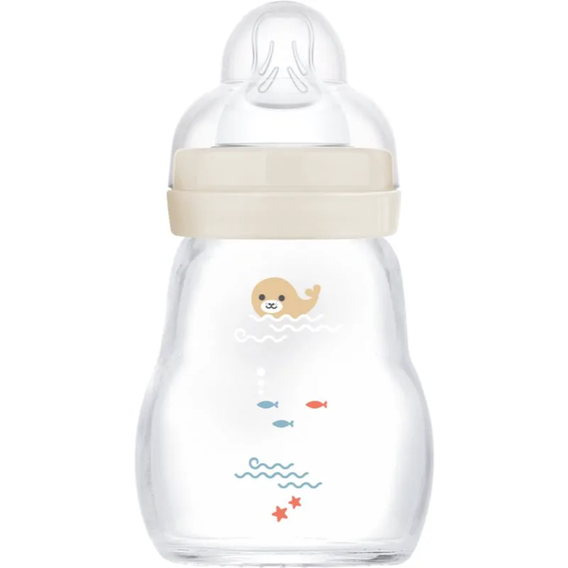 MAM Feel Good Glass Baby Bottle γυάλινο μπιμπερό κατά των κολικών 0m+ Μπεζ 170 ml