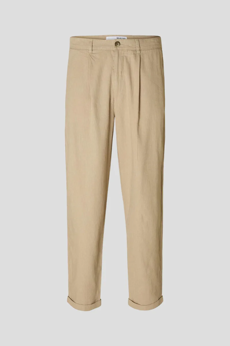 SELECTED HOMME Ανδρικό Μπεζ Cropped Relaxed Fit Trousers
