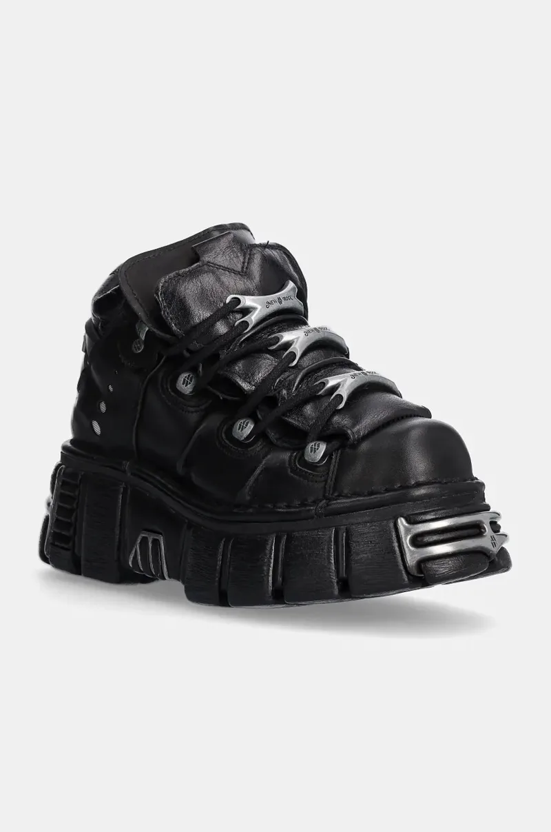 Δερμάτινα sneakers New Rock Itali Negro + Nomada Negro + Tower Negro Acero