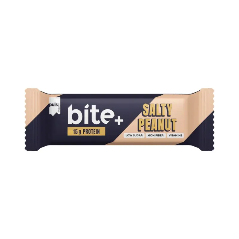 Πρωτεϊνική Μπάρα με Γεύση Salty Peanut Bite+ – Puls Nutrition – 50g Φινλανδία High Protein Source of Fibre Low Sugars No Sugar Added