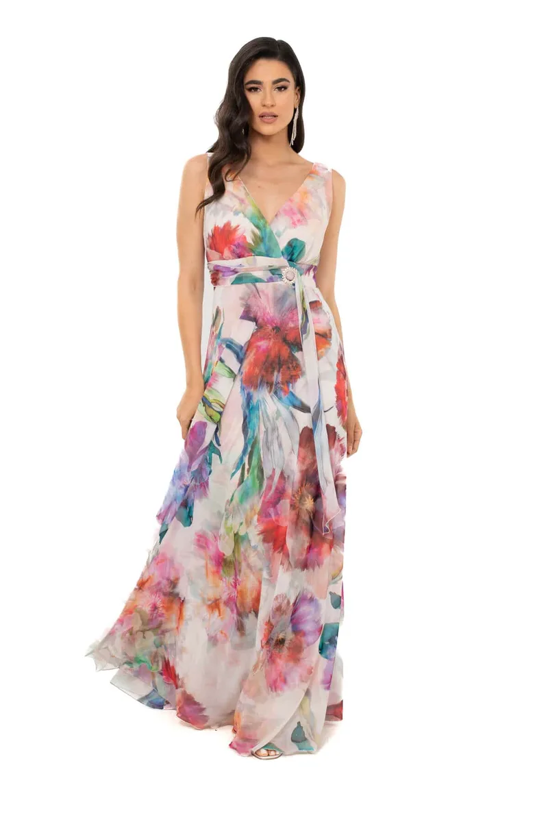 ΦΟΡΕΜΑ ΜΑΚΡΥ ΜΟΥΣΕΛΙΝΑ FLORAL MULTICOLOR