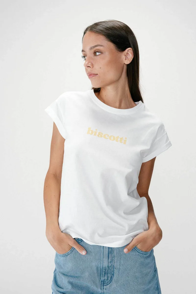 Grace & Mila γυναικείο T-shirt με lettering Regular Fit "Wylo" - WYLO Κίτρινο