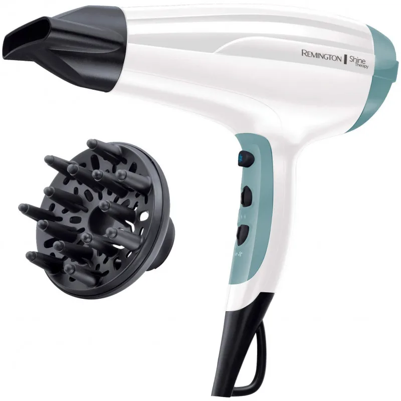Πιστολάκι Μαλλιών Remington D5216, 2300W, Λειτουργία ιονισμού, 2 ταχύτητες, 3 θερμοκρασίες, Διαχυτής/συγκεντρωτής, Λευκό