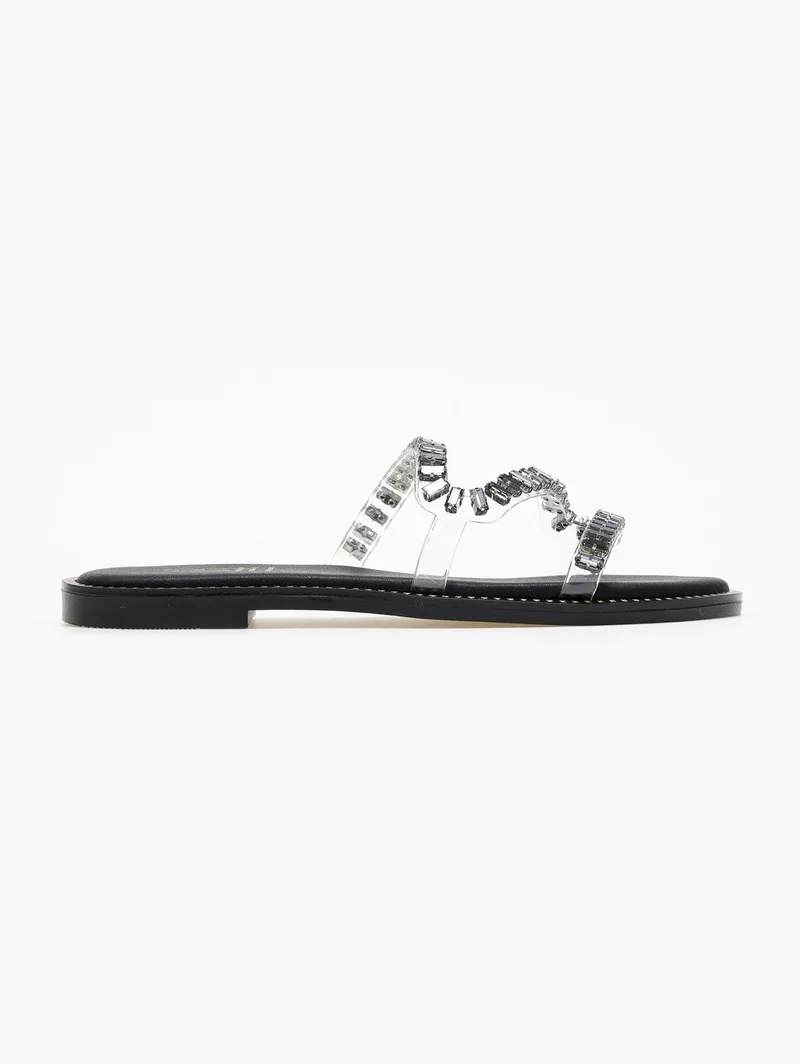 Estil Sandals with Stones and Transparency - 1001082 - Black