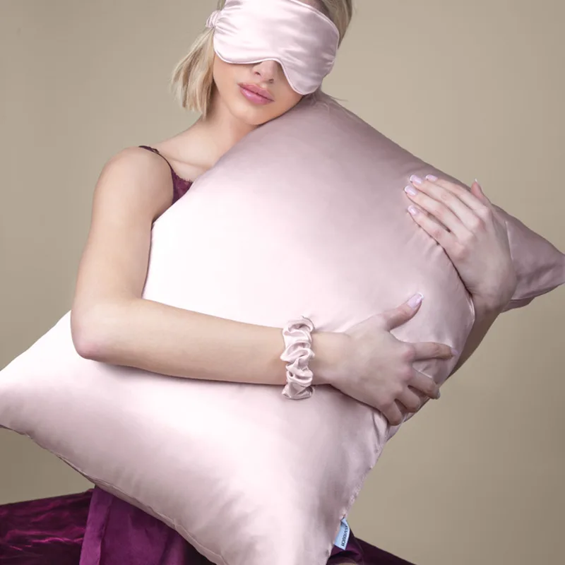 Μεταξωτή Μαξιλαροθήκη + Μάσκα Ύπνου + Scrunchie Feel & Touch Beauty Sleep Set Pudra