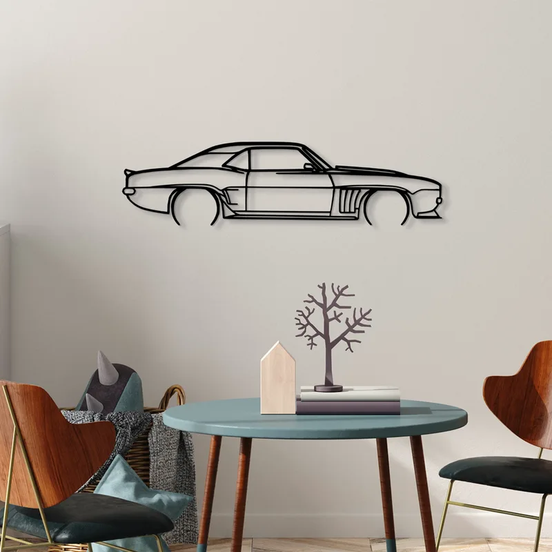 Μεταλλικό Διακοσμητικό Τοίχου Chevrolet Camaro Silhouette 891Tnl2363 70x18 cm