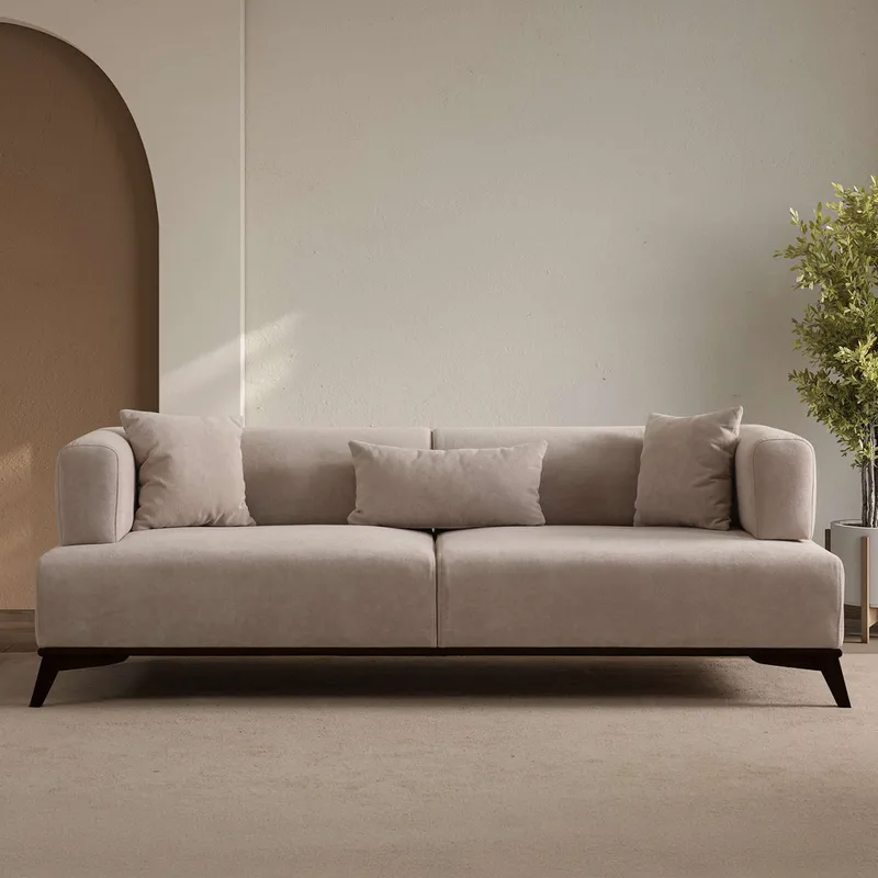 Τριθέσιος Καναπές Hera - Cream, Black 560Are5213 (100x75)