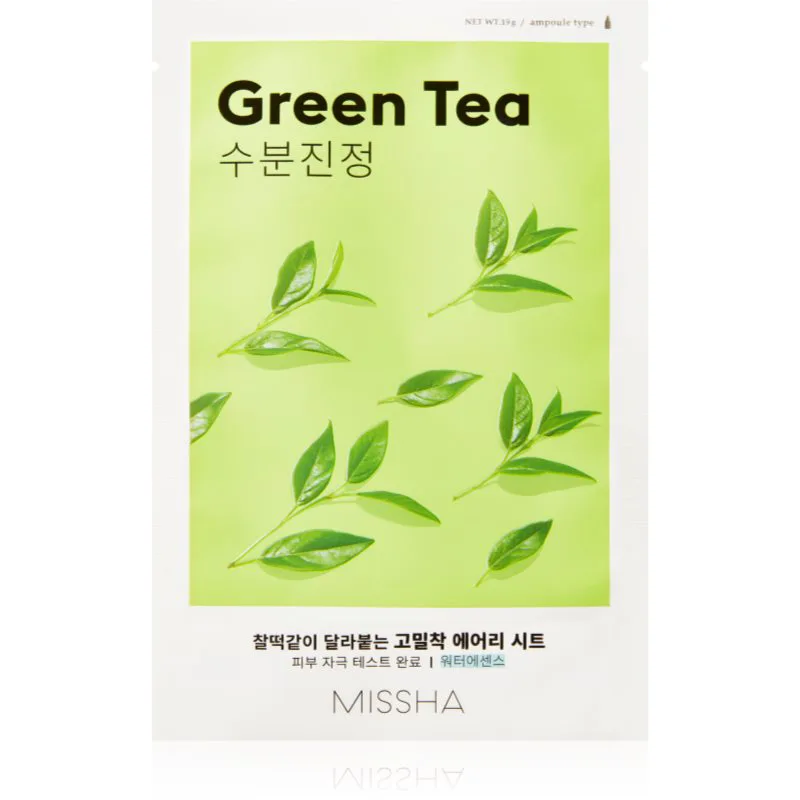 Missha Airy Fit Green Tea καταπραϋντική υφασμάτινη μάσκα με πράσινο τσάι 19 γρ