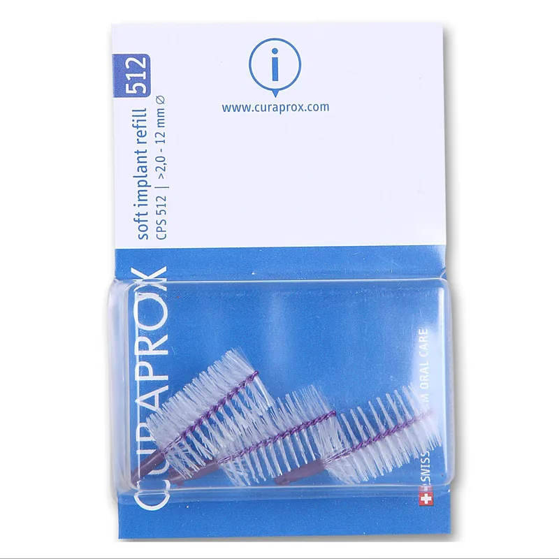 Curaprox CPS 512 Soft Implant Μωβ Ανταλλακτικά για Μεσοδόντια Βουρτσάκια Εμφυτευμάτων 3 Τεμάχια