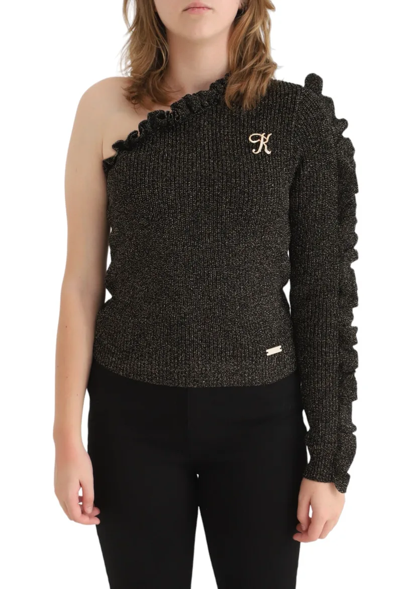 Top Kendal + Kylie Χρυσό One Shoulder Knitted Sweater KKG3914405-TYPE Γυναικείο
