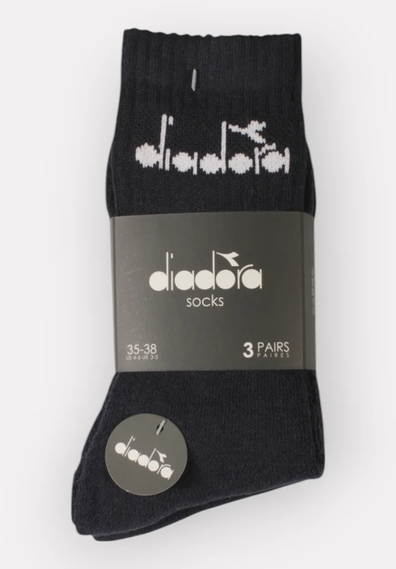 Diadora αθλητικές βαμβακερές κάλτσες Unisex σε οικονομική συσκευασία τριών τεμαχίων D9055-Μπλε