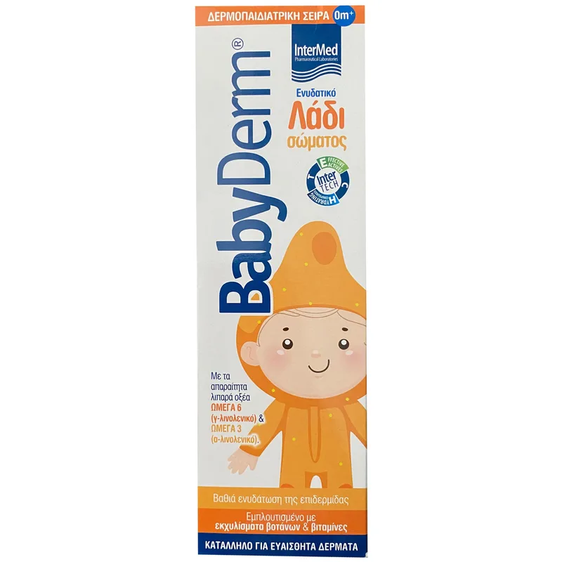 Intermed Babyderm Moisturization & Revitalization Body Oil Ενυδατικό Λάδι Σώματος Κατάλληλο από τη Γέννηση για Βαθιά Ενυδάτωση της Επιδερμίδας 0m+, 200ml
