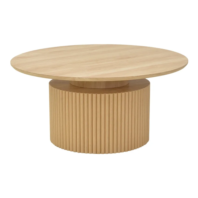 Τραπέζι σαλονιού Opols pakoworld mdf σε φυσική απόχρωση Φ90x42εκ - PAKO WORLD - 101-000125