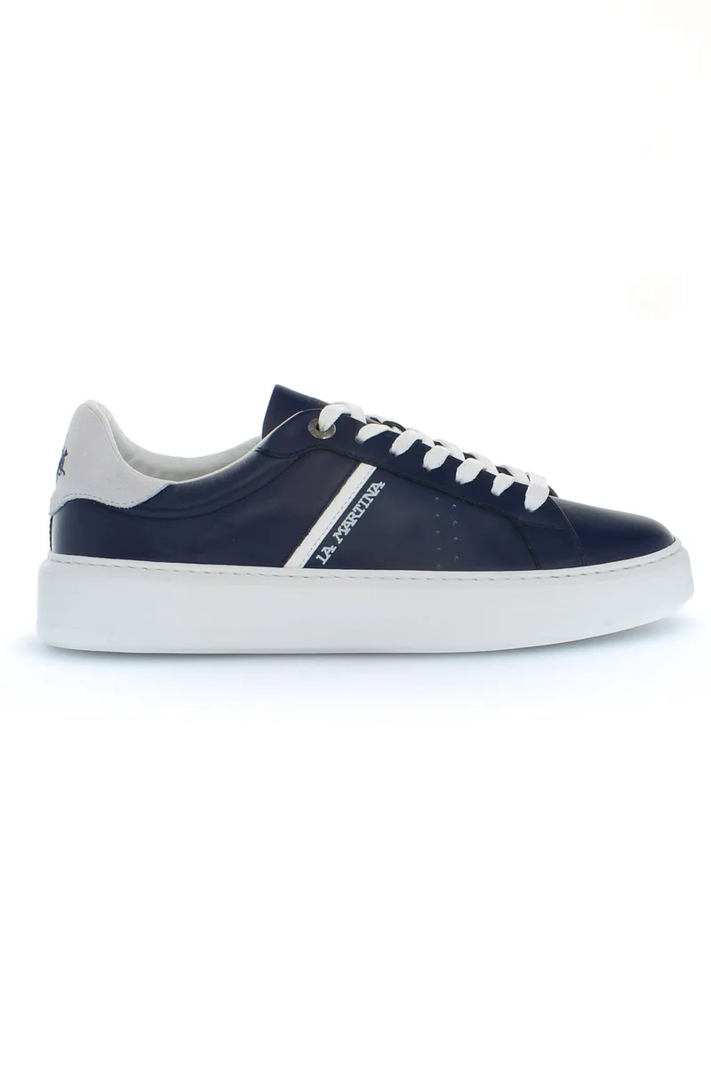 La Martina ανδρικά δερμάτινα sneakers με λογότυπο - LFM251003-3010 Μπλε Σκούρο