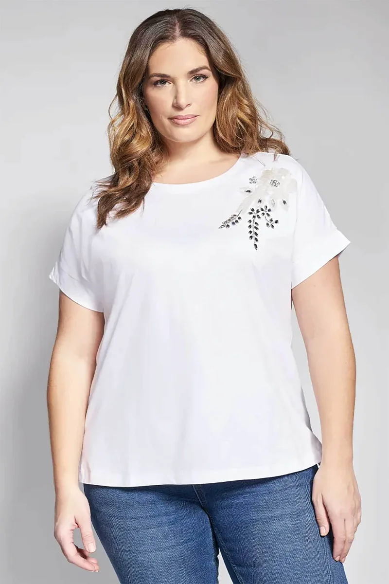 Parabita γυναικείο T-shirt με στρας - 012610109779 Λευκό