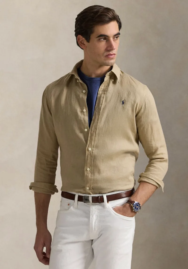 Polo Ralph Lauren Πουκάμισο της σειράς Linen - 710966294 001 Coastal Μπεζ