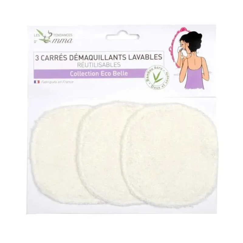 Les Tendances D'Emma Washable Bamboo Ecru X3 Eco Belle make-up remover squares