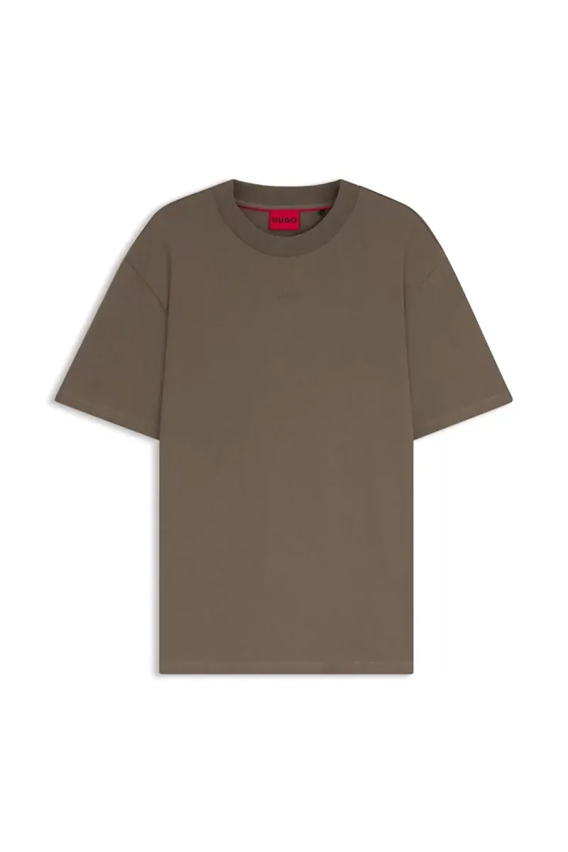 Hugo Boss ανδρικό T-shirt μονόχρωμο βαμβακερό με ανάγλυφο λογότυπο "Dapolino" - 50488330 Γκρι