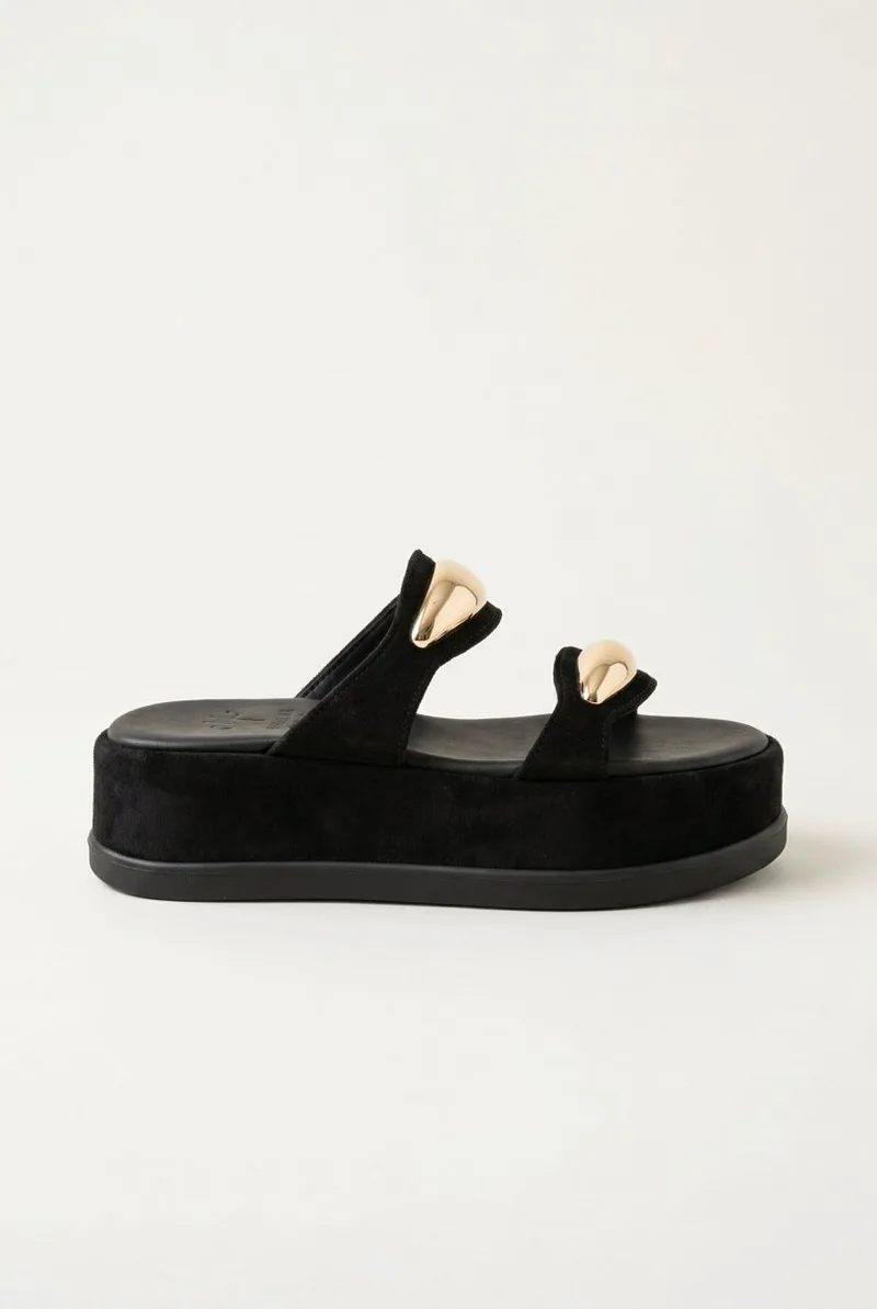 Mariella Fabiani Flatform Sandals - 2609/65 - Black Suede