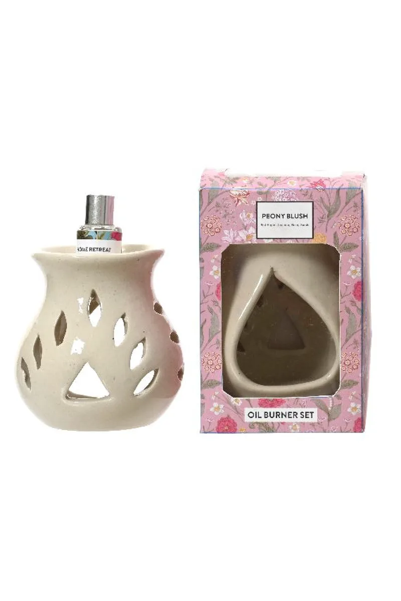 Αρωματιστης Κεραμικος Και Ελαιο Με Αρωμα Peony Blush Σετ Των 3 8.8x7.5x13cm Ρόζ Kaeming