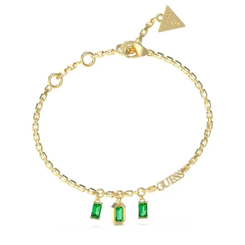 Γυναικείο βραχιόλι με πράσινες πέτρες Guess Steel JUBB04251JWYGEML JUBB04251JWYGEML Ατσάλι