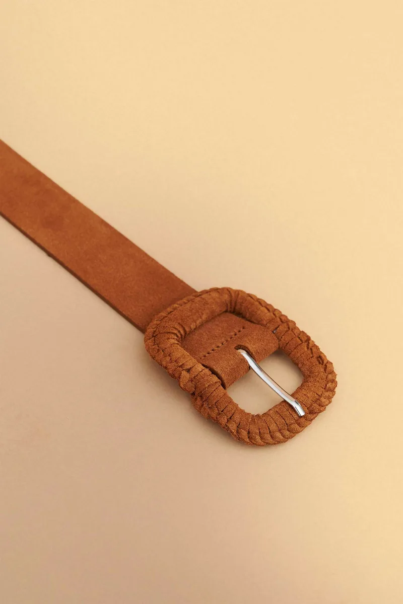 Attrativo γυναικεία δερμάτινη suede ζώνη - 9Z23745 Καφέ