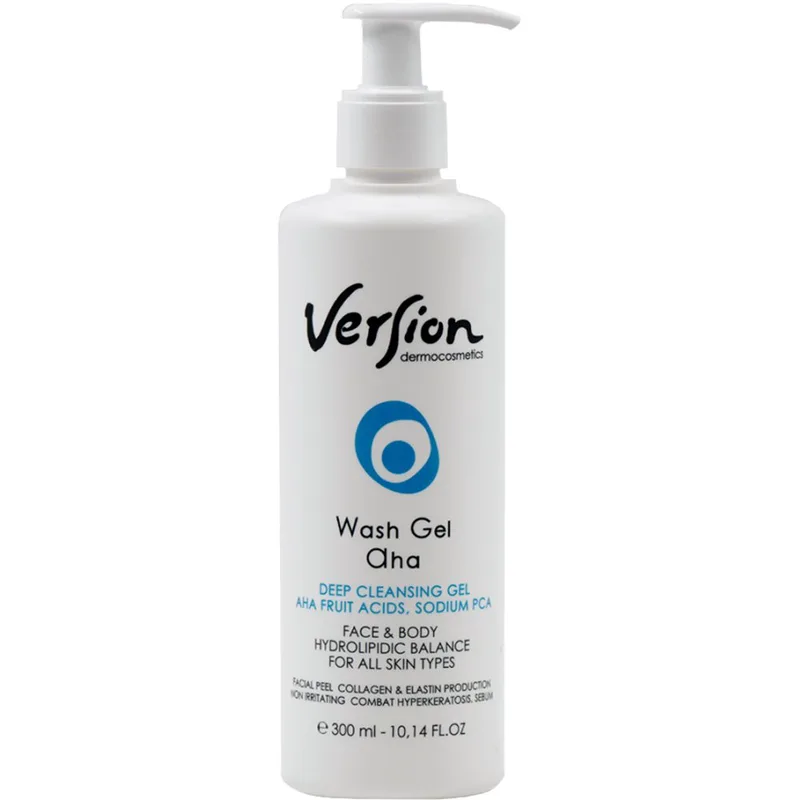 Version Wash Gel Aha Deep Cleansing Gel Τζελ για Βαθύ Καθαρισμό Προσώπου & Σώματος με Οξέα Φρούτων 300ml