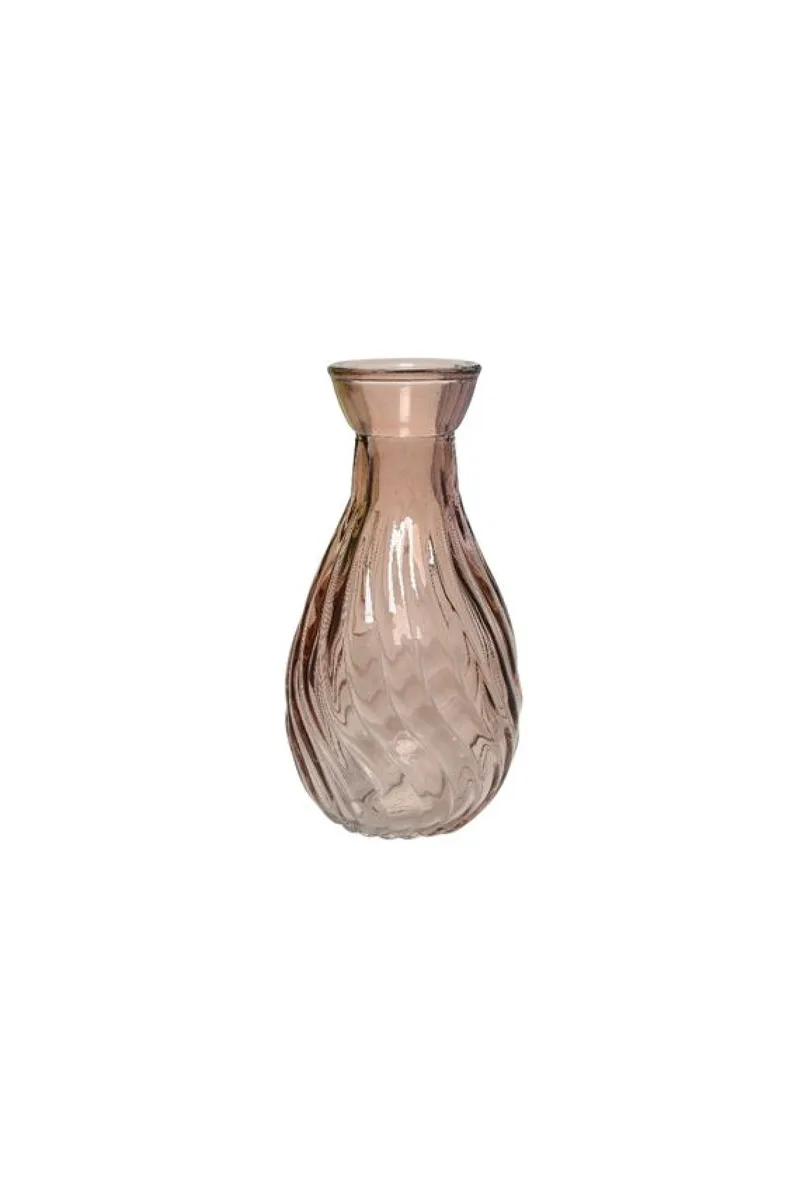 Βαζο Γυαλινο Με Αναγλυφο Σχεδιο 5.5x5.5x10cm Κόκκινο Kaeming