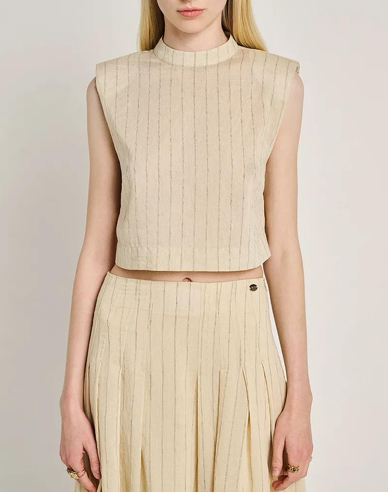 STAFF Blossom Sleeveless Top 68%Cot 24%Nylon 6%Linen 2%Pol 63-407.055-Ν0000 Biege