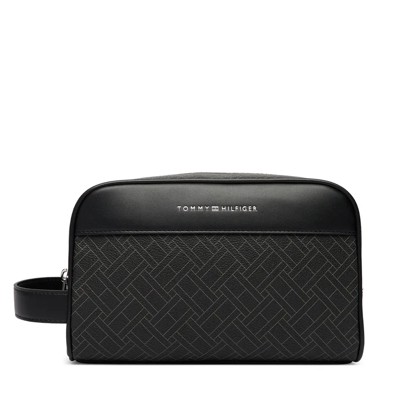 Τσαντάκι καλλυντικών Tommy Hilfiger Th Flag Monogram Washbag AM0AM14298 Μαύρο
