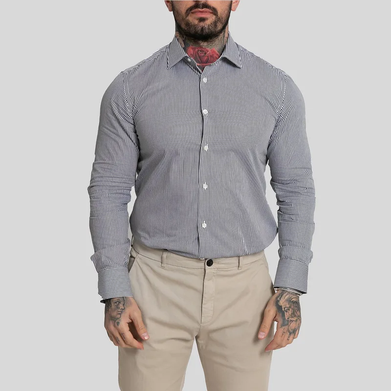 MIRCAM Ανδρικό Μαύρο Black Cotton Shirt - Mircam