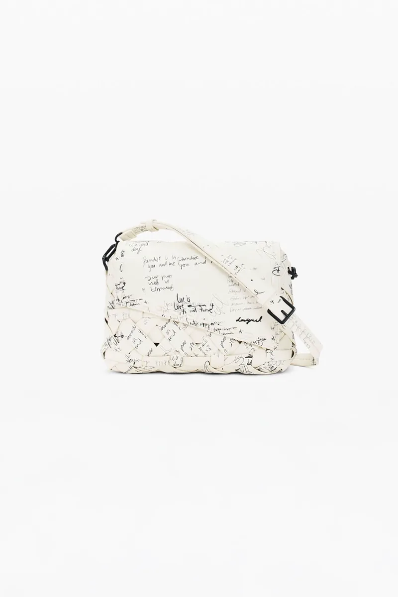 Desigual γυναικεία τσάντα crossbody με lettering "Indio" - 26SAXPAJ Ασπρόμαυρο