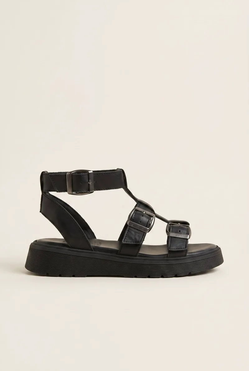 TFP Sandals Wide Strap Side Buckle - 323 - Μαύρο Ματ