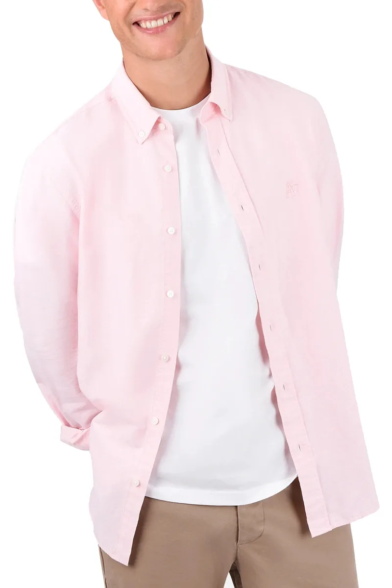 Πουκάμισο Μακρυμάνικο Aeropostale Essential Plain Oxford NF532-PINK Ανδρικό