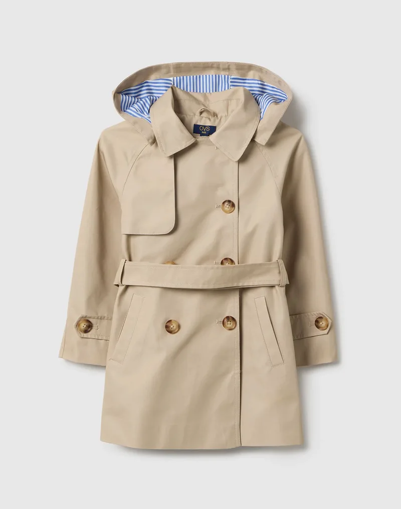OVS LONG TRENCH DOUBLE-BREAST 2551582-SMOKE GRAY Biege