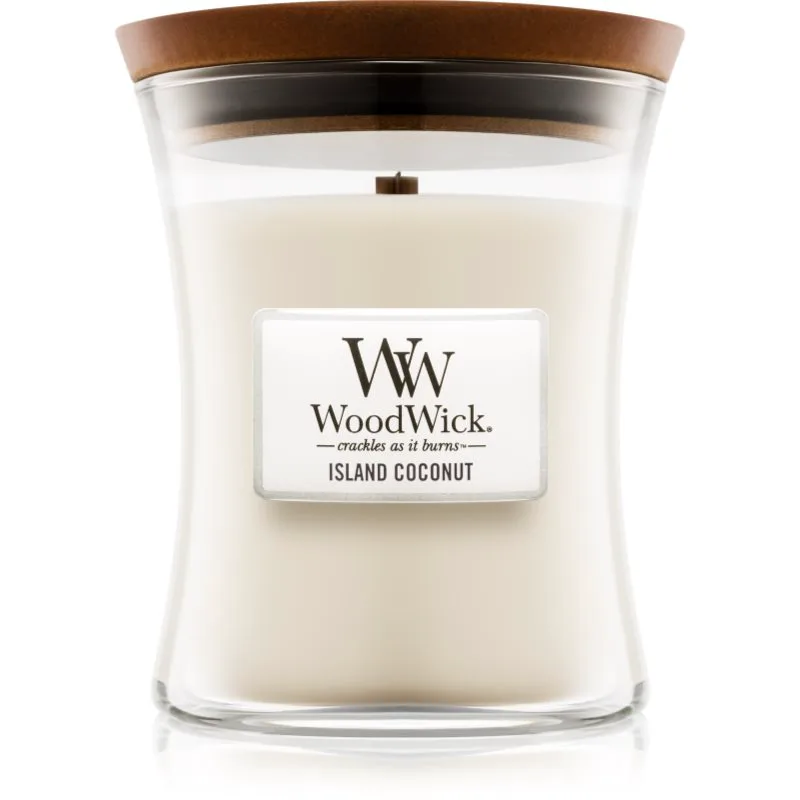 Woodwick Island Coconut αρωματικό κερί με ξύλινο φιτίλι 275 γρ