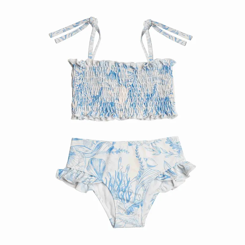 GIRL'S HIGH WAIST BIKINI THALASSA BLUE