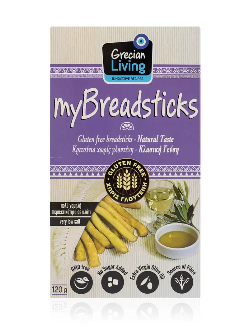 Κριτσίνια κλασικά, χωρίς γλουτένη "Grecian Living" 120g>