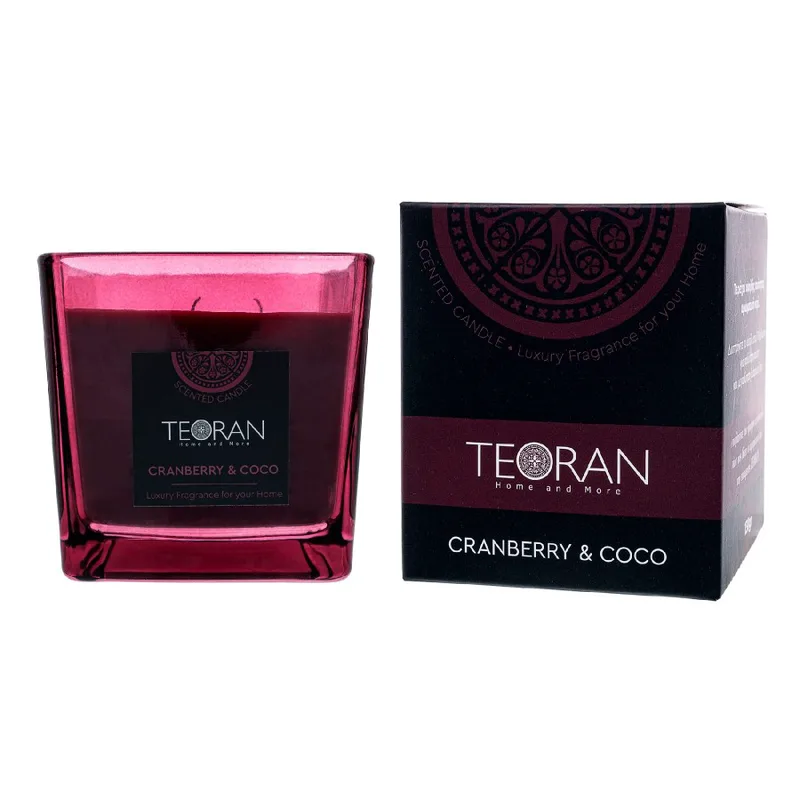 Αρωματικο κερί Teoran Cranberry Coco τετράγωνο 410 γρ