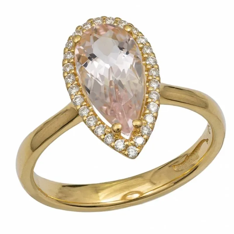 Δαχτυλίδι ροζέτα Κ18 με Natural Morganite και διαμάντια μπριγιάν 049614 049614 Χρυσός 18 Καράτια