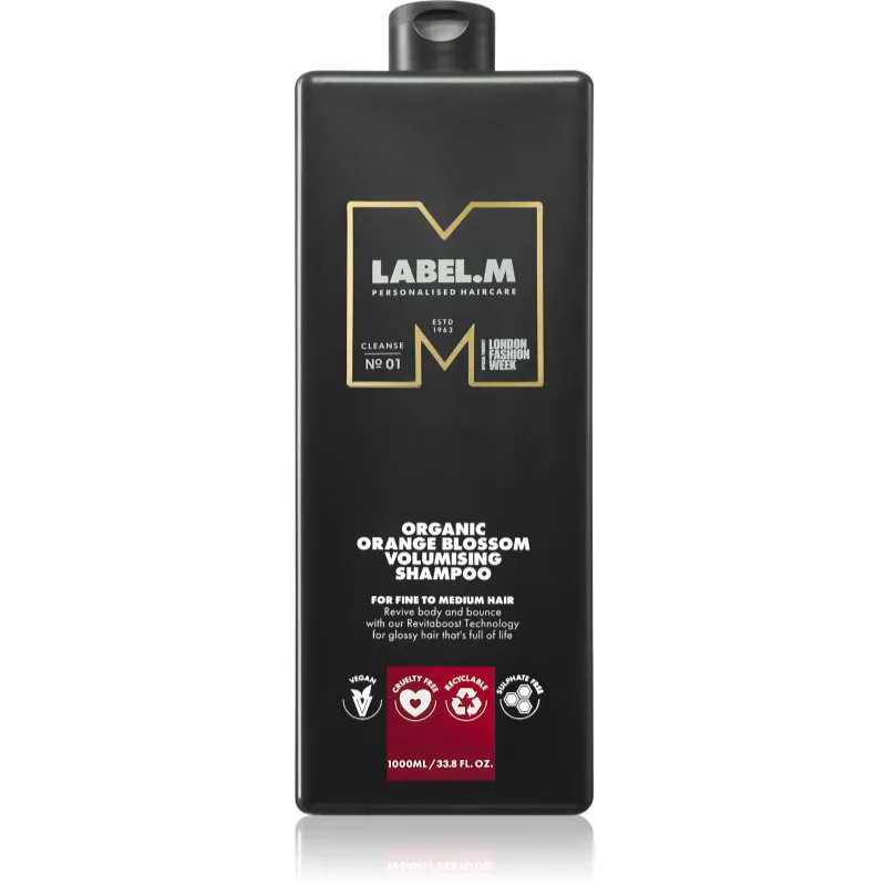 label.m Organic Πορτοκαλί Blossom Volumising Shampoo φυσικό σαμπουάν για όγκο μαλλιών 1000 ml