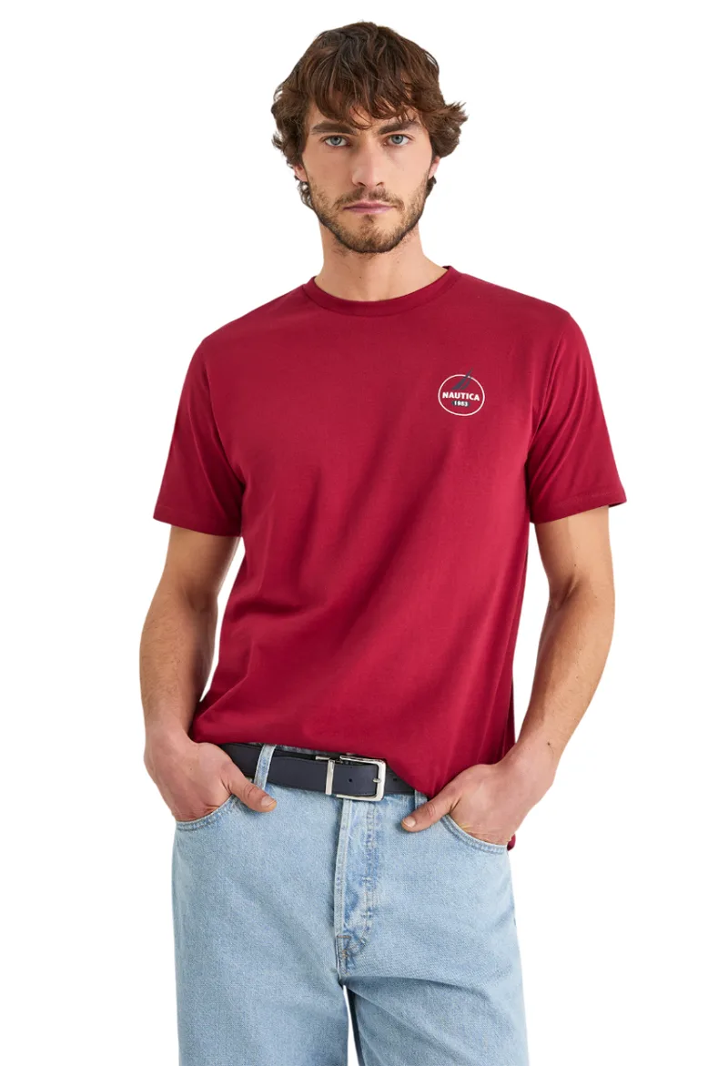 ΑΝΔΡΙΚΟ T-SHIRT NAUTICA ΚΟΝΤΟΜΑΝΙΚΟ ΣΚΟΥΡΟ ΚΟΚΚΙΝΟ
