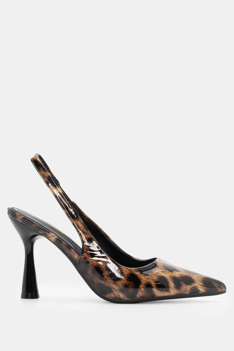 Γόβες Μυτερές Slingback - Animal Print