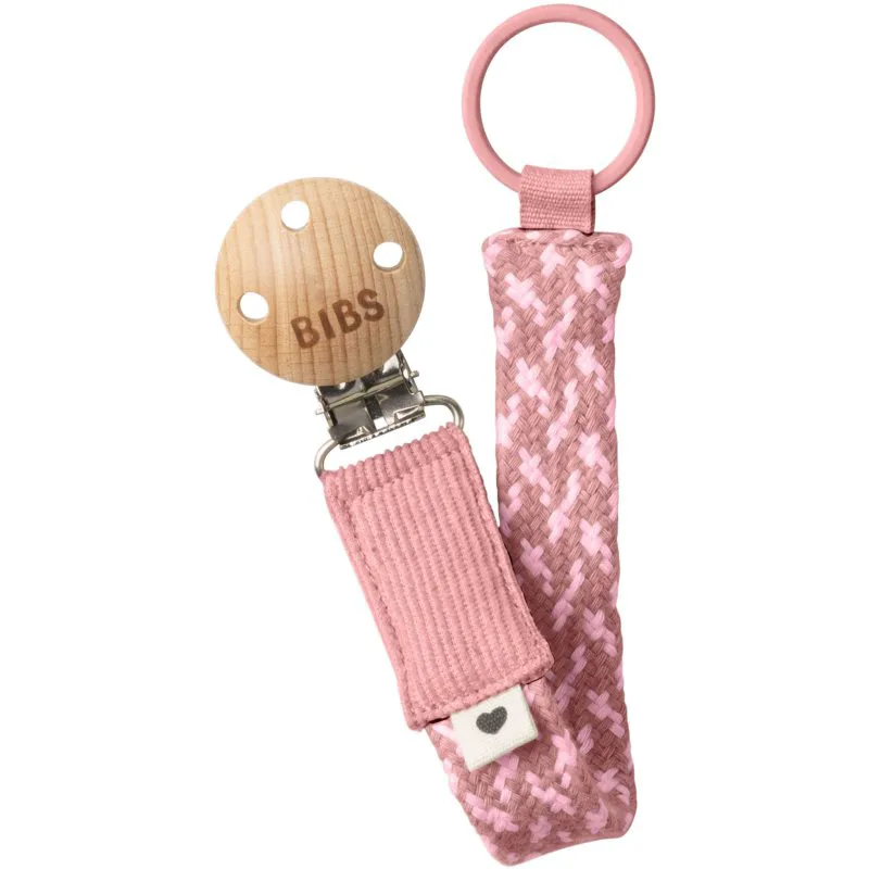 BIBS Paci Braid κλιπ πιπίλας Dusty Ροζ / Baby Ροζ 1 τμχ
